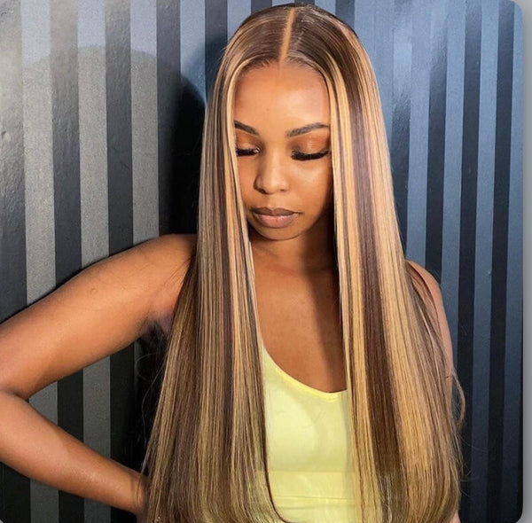 13x4 Straight Highlight Ombre Lace Front Wigs